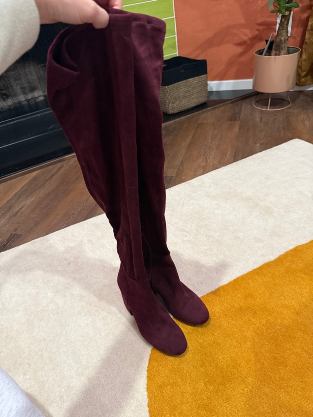 Aldo Burgundy Suede Over-the-Knee Boots